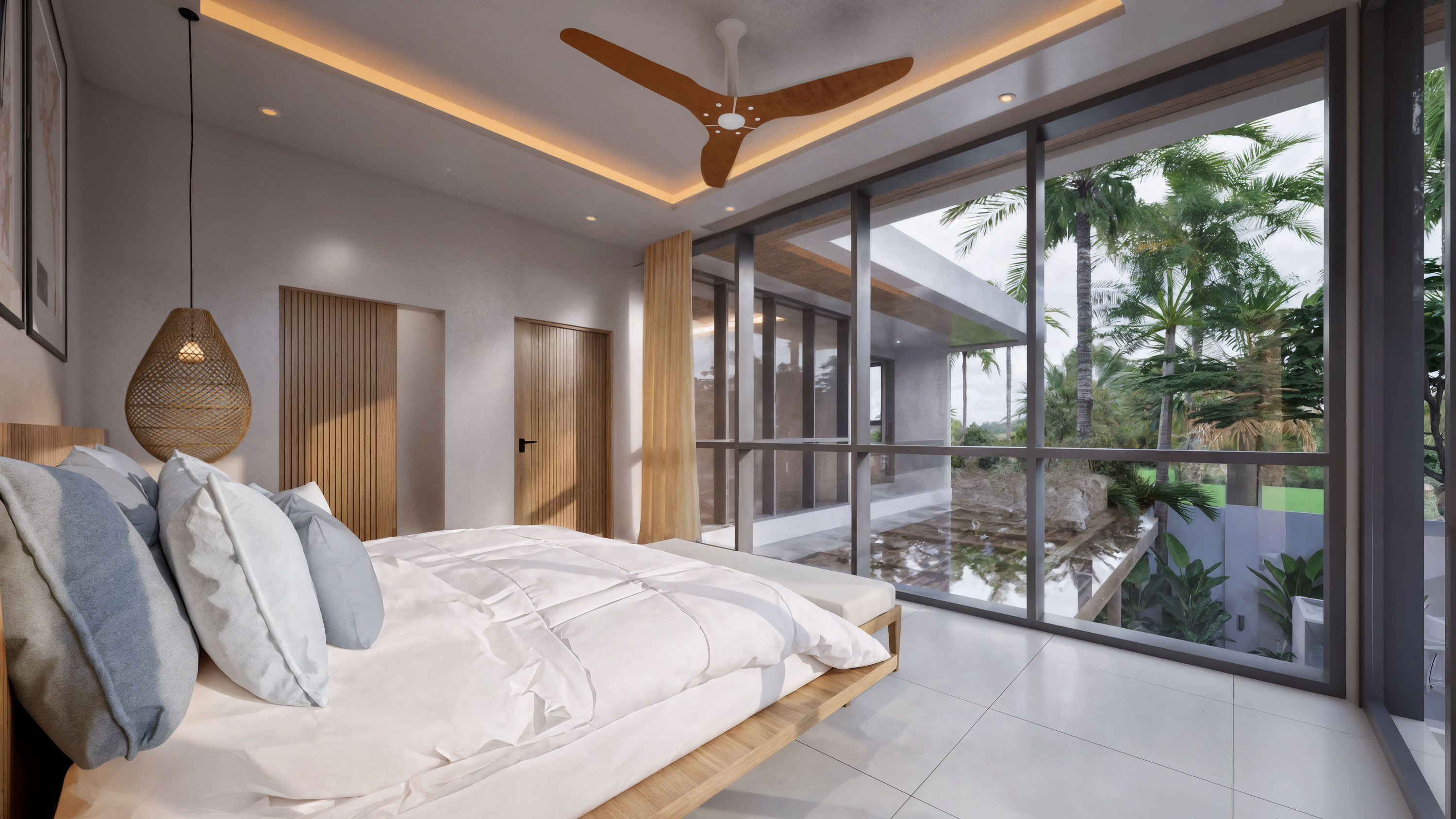 Guest bedroom with terrace and garden view